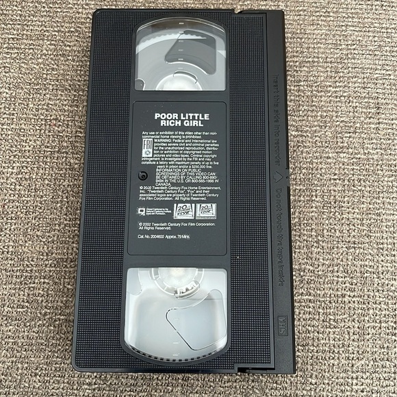 5/$25 Shirley Temple VHS The Poor Little Rich Girl 1936 20th Century - Picture 3 of 4